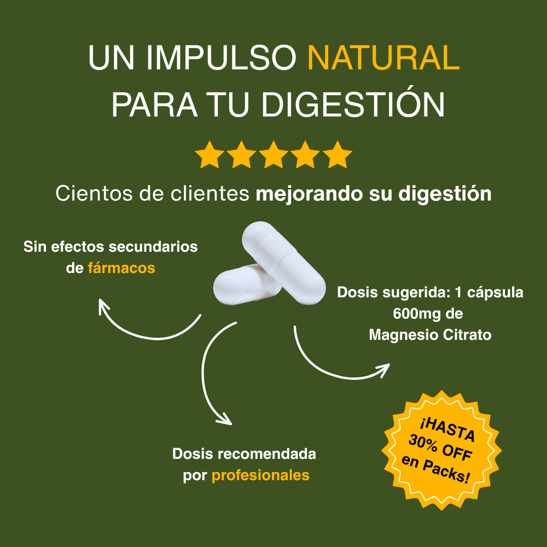Ingredientes Magnesio citrato Be Native - sin rellenos ni aditivos.